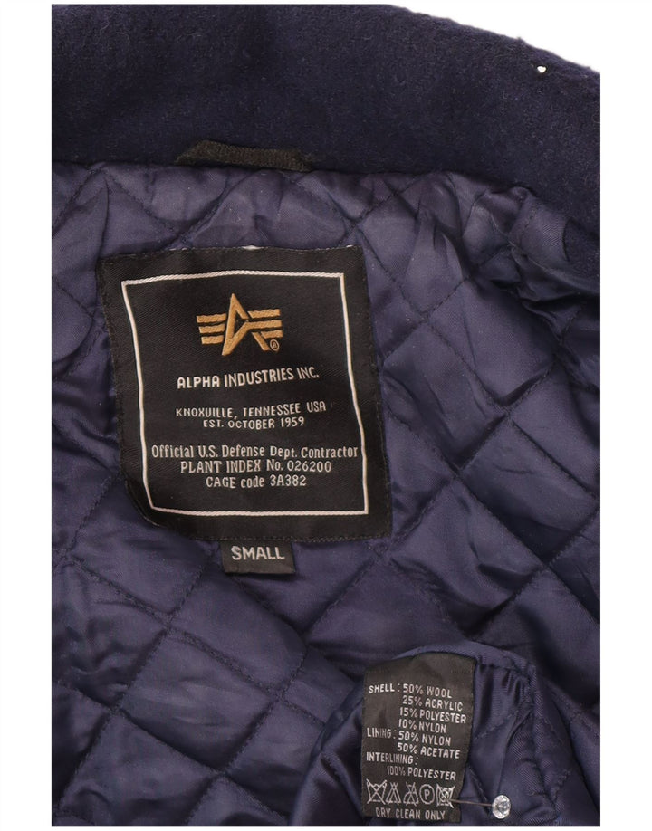 Cappotto da marinaio oversize da donna Alpha Industries UK 10 piccolo in lana blu navy