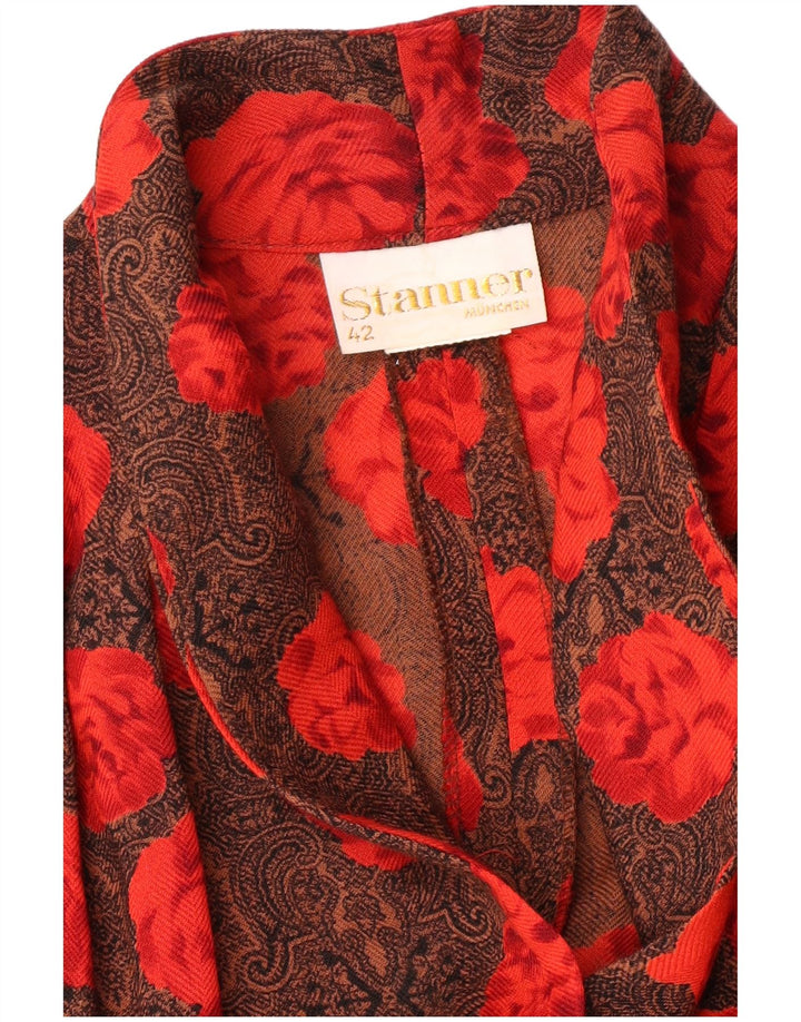STANNER Womens Long Sleeve A-Line Dress IT 42 Medium Brown Floral Wool