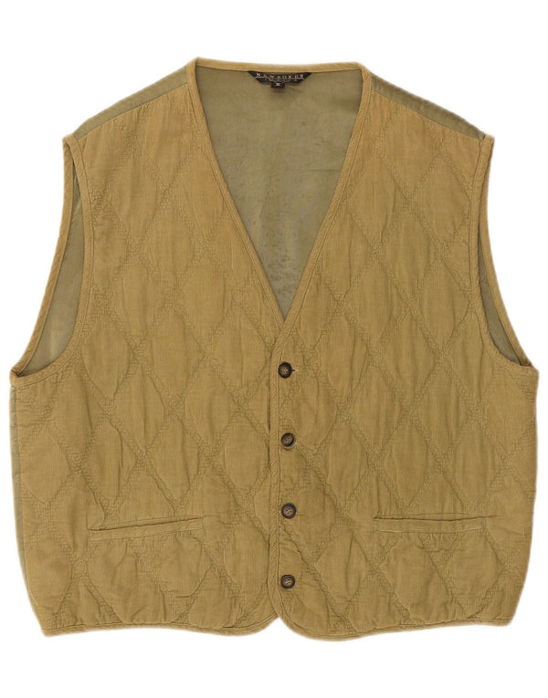 Vintage Herren Cord Steppweste Groß Khaki