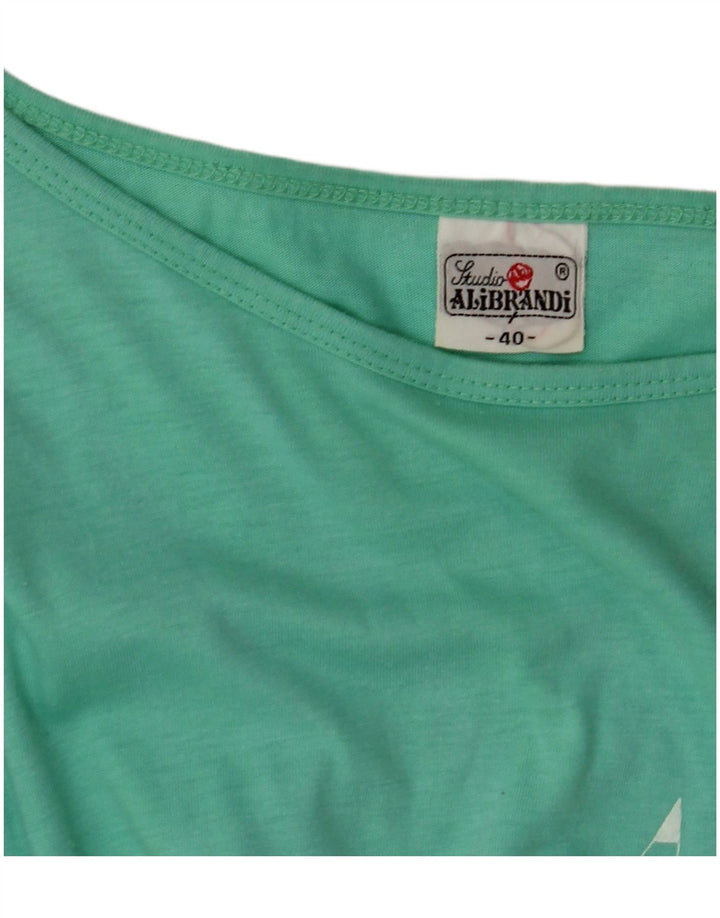 VINTAGE Womens Basic Dress EU 40 Medium Green Cotton
