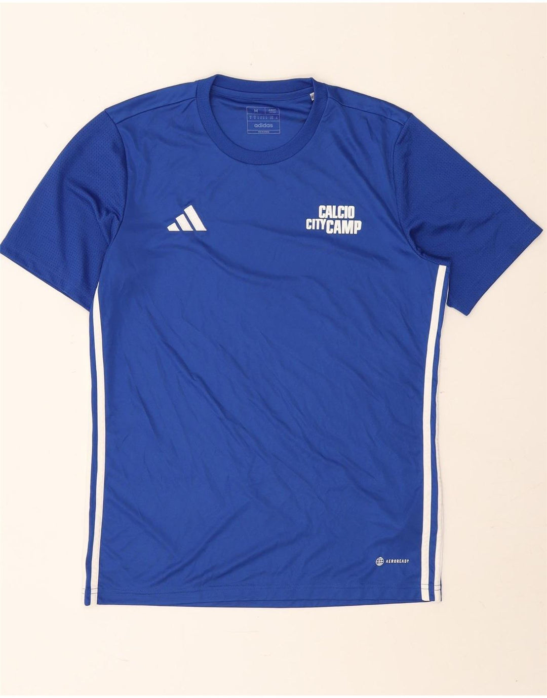 Adidas Mens Aeroready Slim Fit Graphic T-Shirt Top Medium Blue Polyester