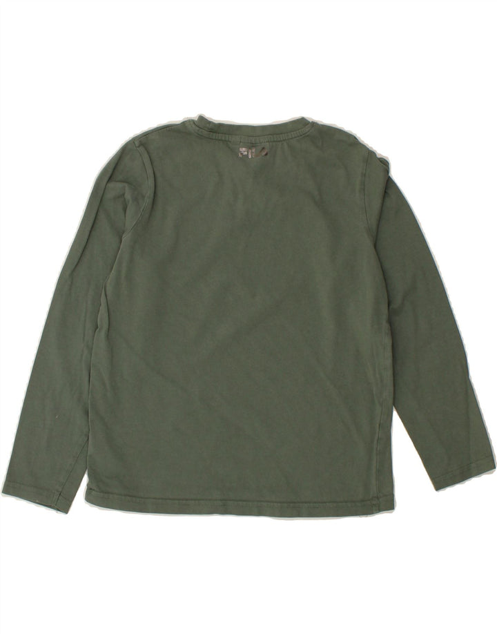 FILA Boys Graphic Top Long Sleeve 9-10 Years  Green Cotton Vintage Fila and Second-Hand Fila from Messina Hembry 