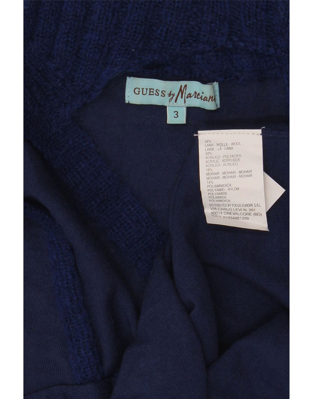 Guess Womens marciano Turtle Neck Jumper Sweater US 3 Small Navy Blue Wool