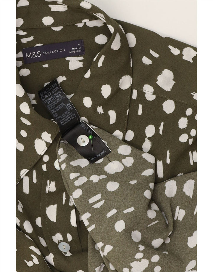Marks & Spencer Oversized skjorte til kvinder UK 10 Small Khaki Flecked Polyester
