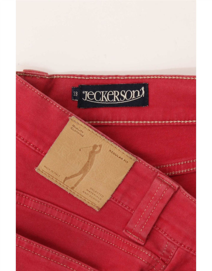 Jeckerson Mens Straight Jeans W33 L30 Red Cotton