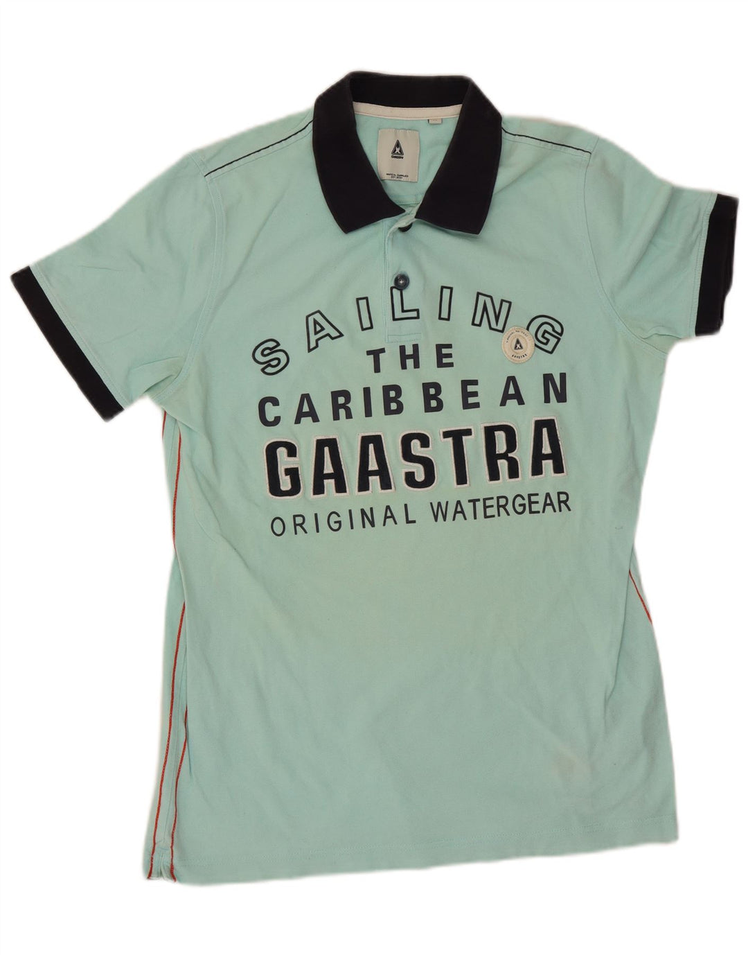 Gaastra Mens Graphic Polo Shirt Medium Blue Colourblock Cotton