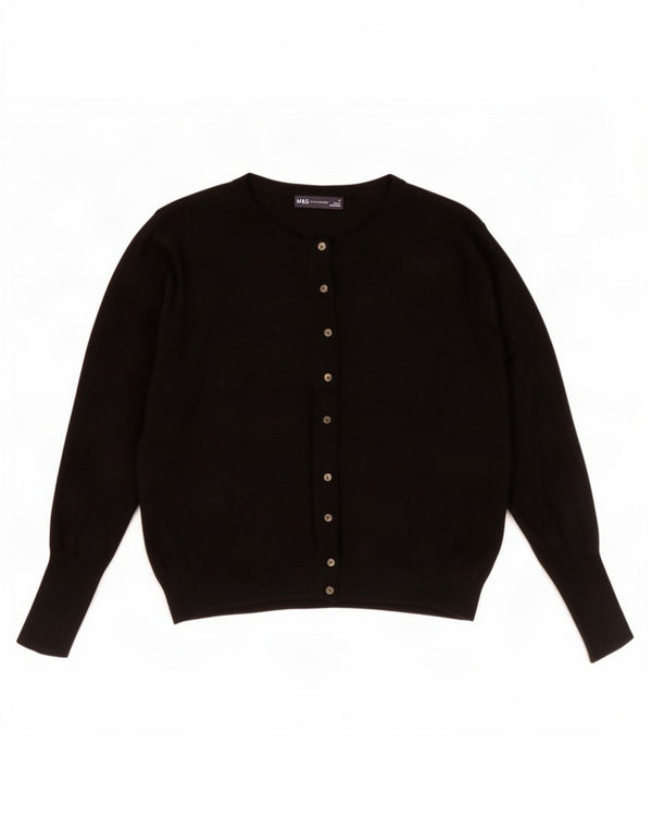 Marks & Spencer Damen Crop Cardigan Pullover UK 18 XL Schwarze Viskose