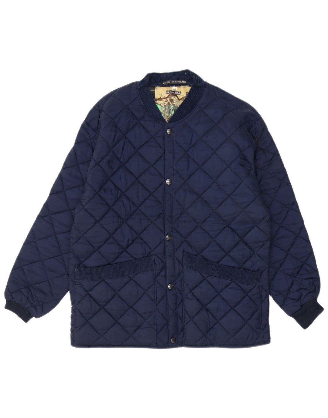 VINTAGE Mens Quilted Jacket UK 34 XS Navy Blue