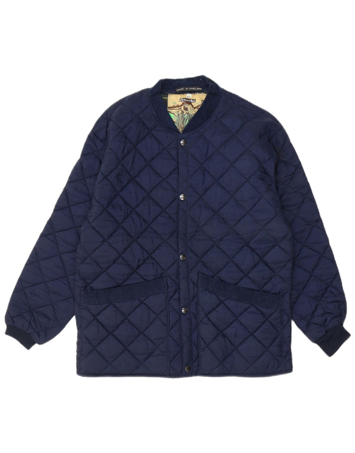VINTAGE Mens Quilted Jacket UK 34 XS Navy Blue