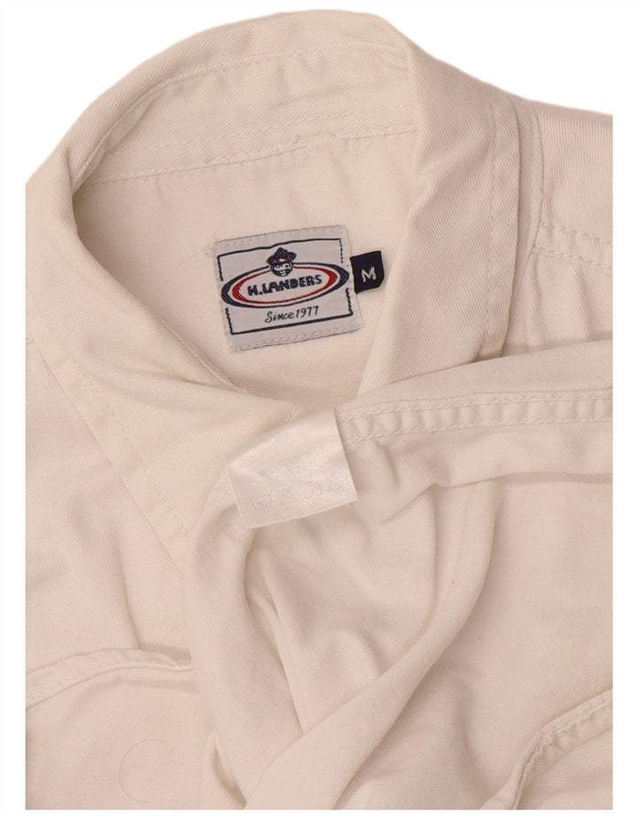 Vintage Mens Denim Shirt Medium White Cotton