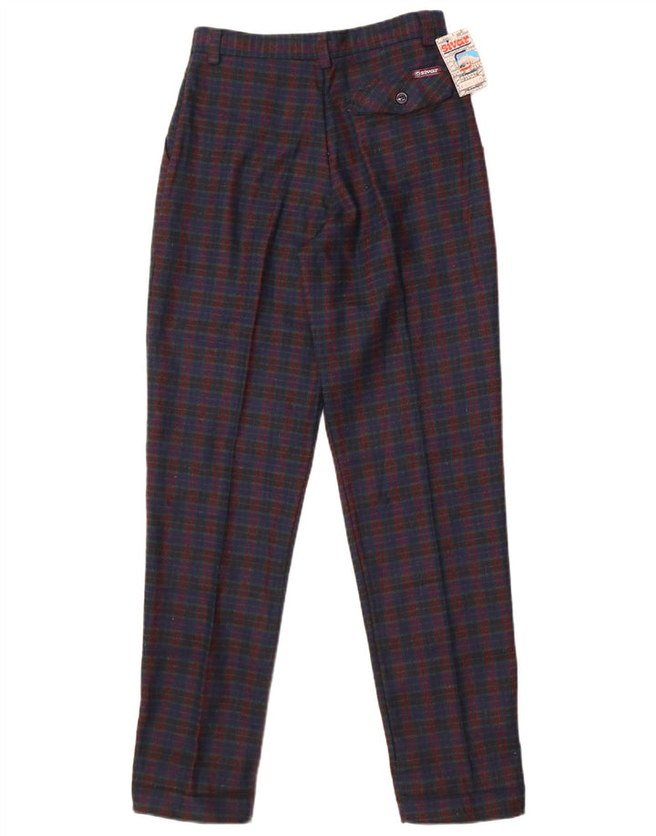 Sivar Womens Pegged Chino Trousers IT 42 Medium W26 L30 Navy Blue Check