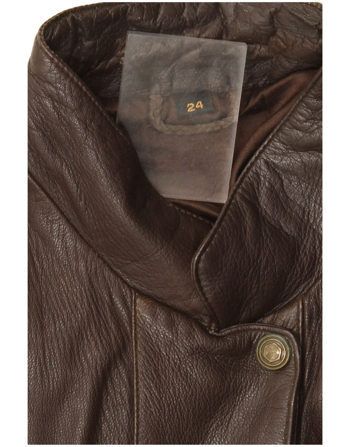 veste en cuir femme vintage UK 22 3XL Marron