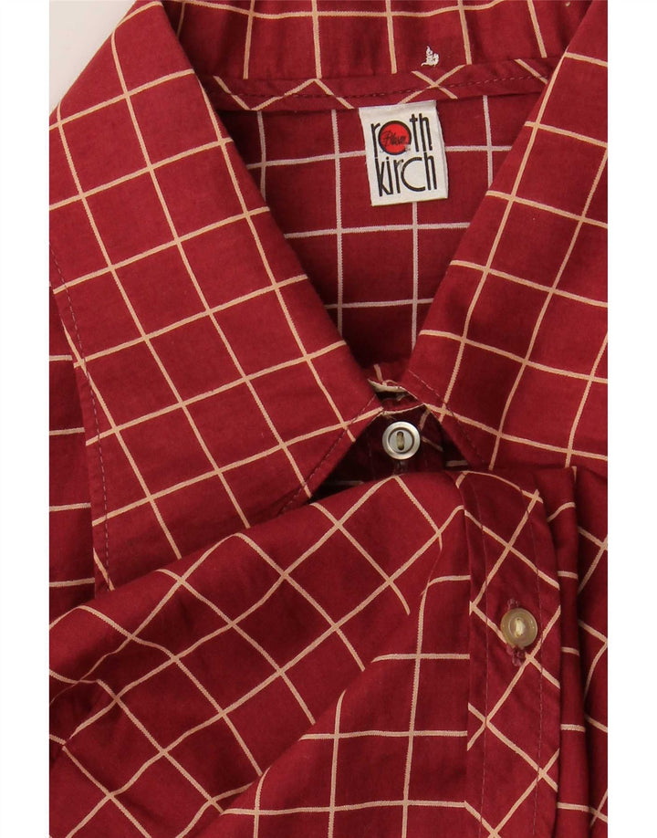 Vintage Womens Formal Shirt UK 14 Medium Burgundy Check