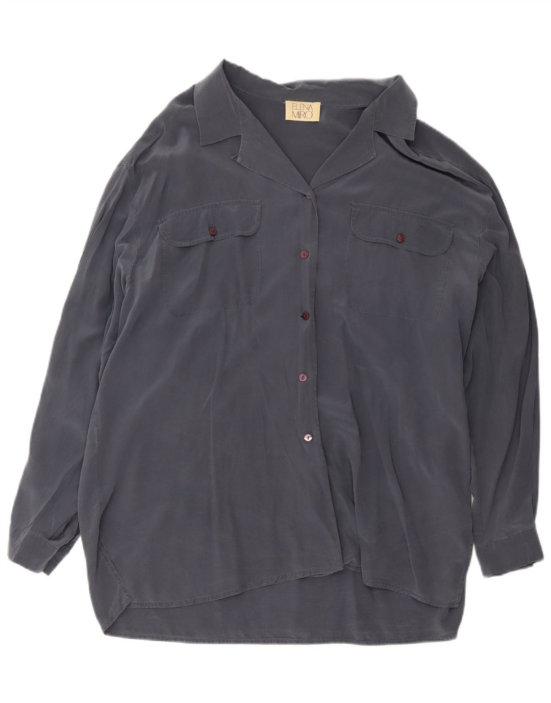 ELENA MIRO Womens Oversized Shirt Dress IT 45 Large Grey Silk