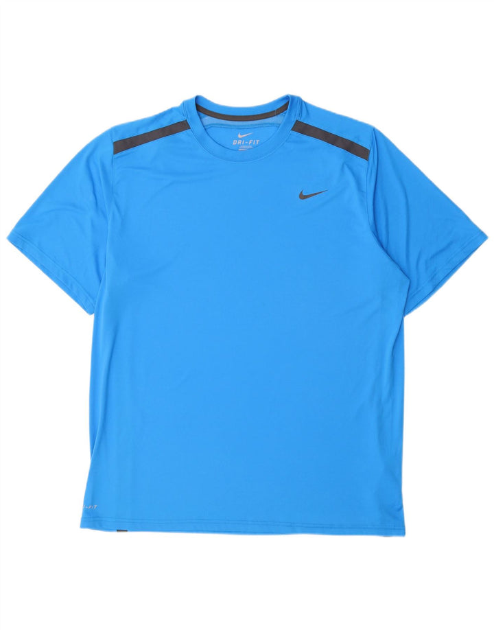 NIKE Herre Dri Fit T-Shirt Top XL Blå Polyester