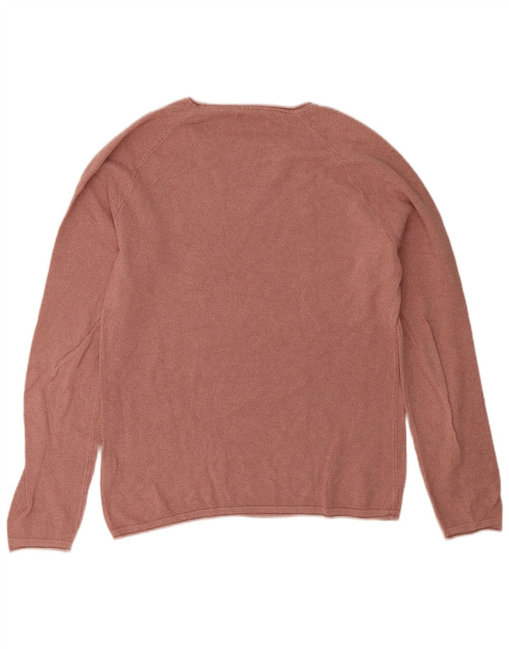 Jack & Jones Mens Crew Neck Jumper Sweater Large Pink Cotton
