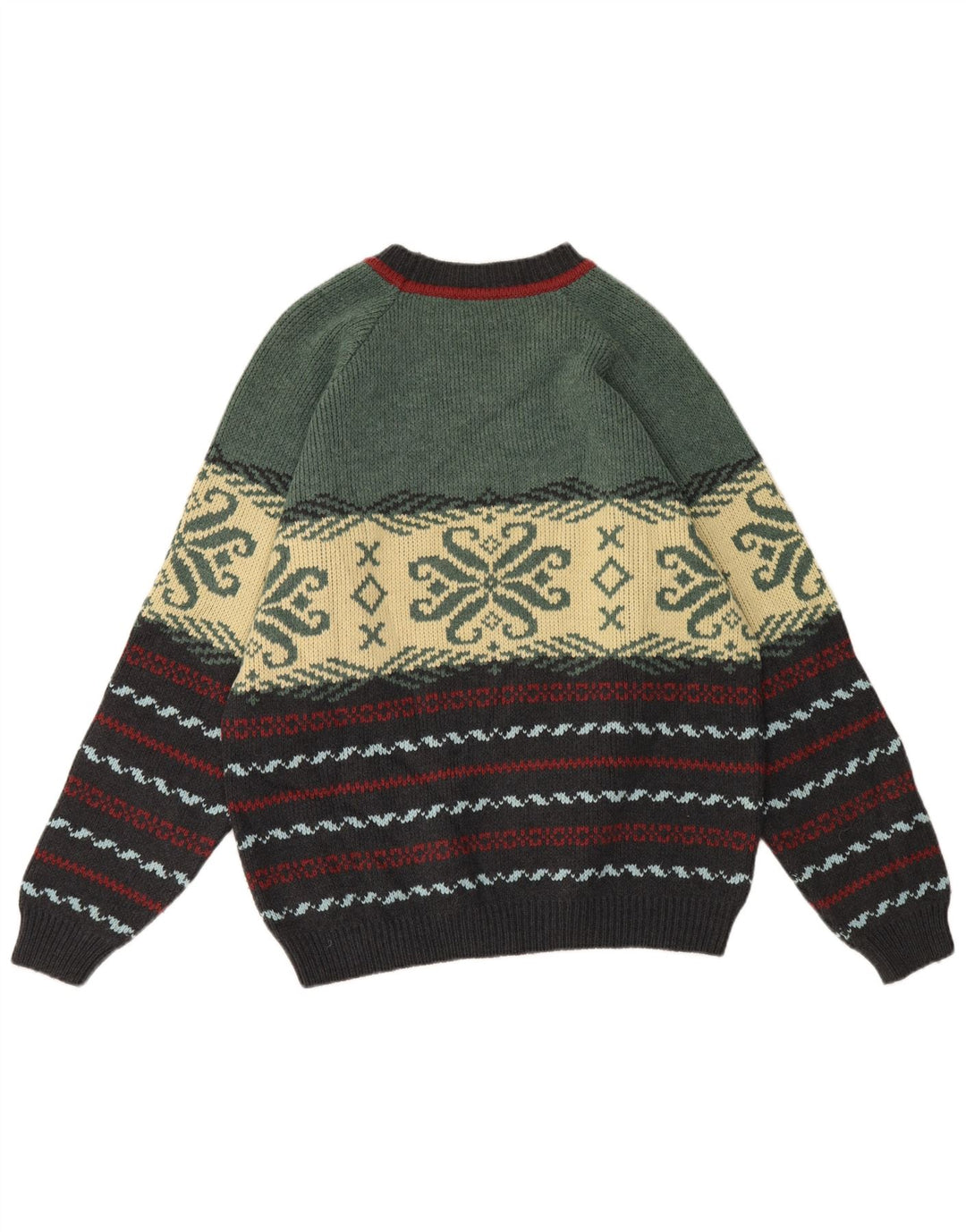 Vintage Mens Crew Neck Jumper Sweater XL Multicoloured Fair Isle Wool