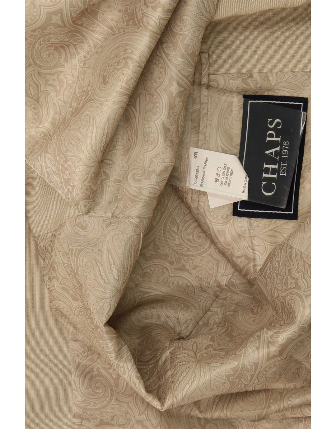 Giacca blazer da uomo a 2 bottoni Chaps UK 40 grande poliestere beige