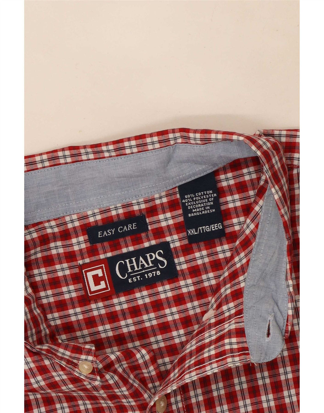 Chaps Chemise à manches courtes pour homme facile d'entretien 2XL Rouge à carreaux en coton