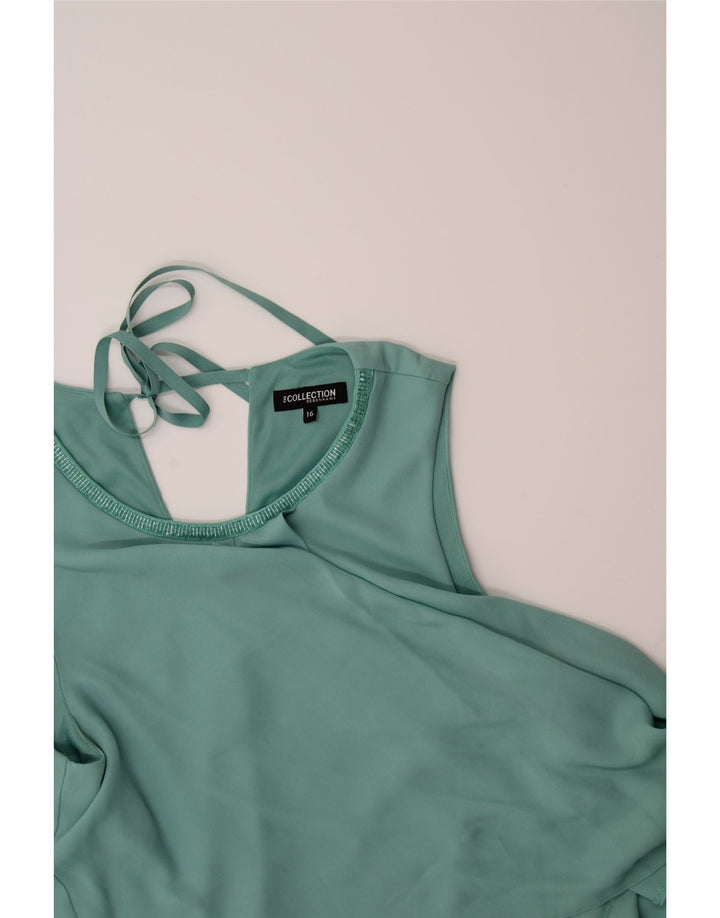 DEBENHAMS Womens Peplum Dress UK 16 Large  Turquoise Polyester Vintage Debenhams and Second-Hand Debenhams from Messina Hembry 