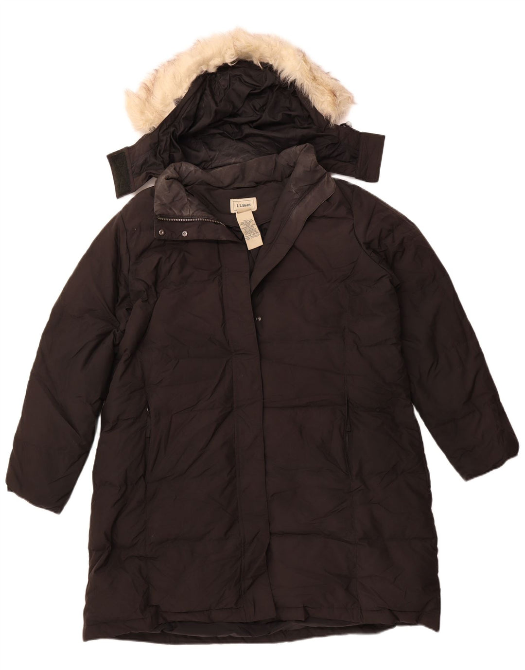 L.L.BEAN Womens Oversized Hooded Padded Coat UK 18 XL Black Polyester