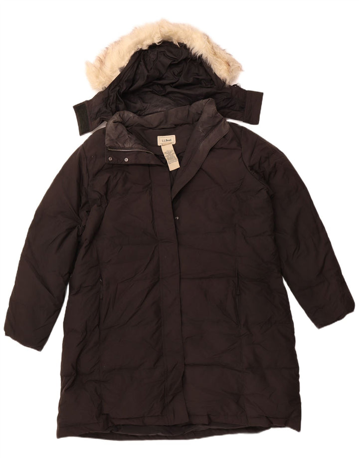 L.L.BEAN Womens Oversized Hooded Padded Coat UK 18 XL Black Polyester