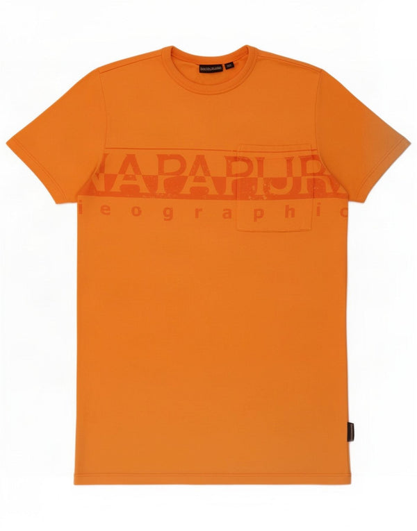 Napapijri Boys Geographic Graphic T-Shirt Top 15-16 Jahre Orange Baumwolle