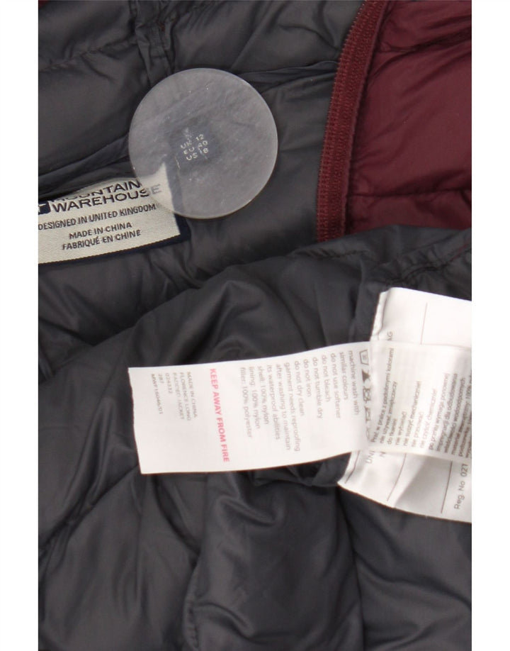 Mountain Warehouse Womens Hooded Padded Jacket UK 12 Medium Burgundy Nylon
