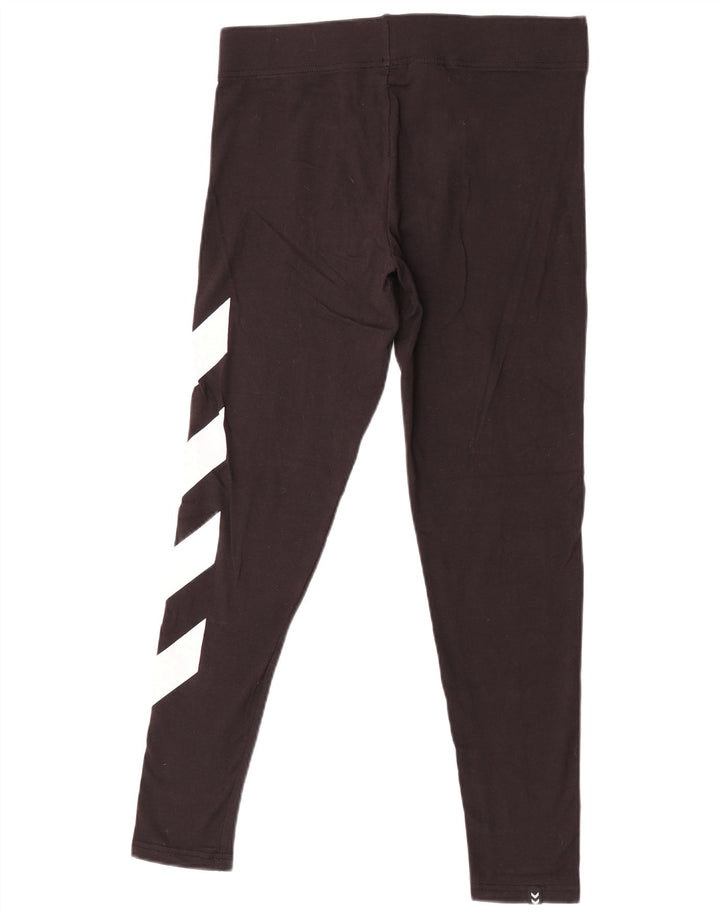 Hummel Womens Graphic Leggings UK 14 Medium Black Colourblock Cotton