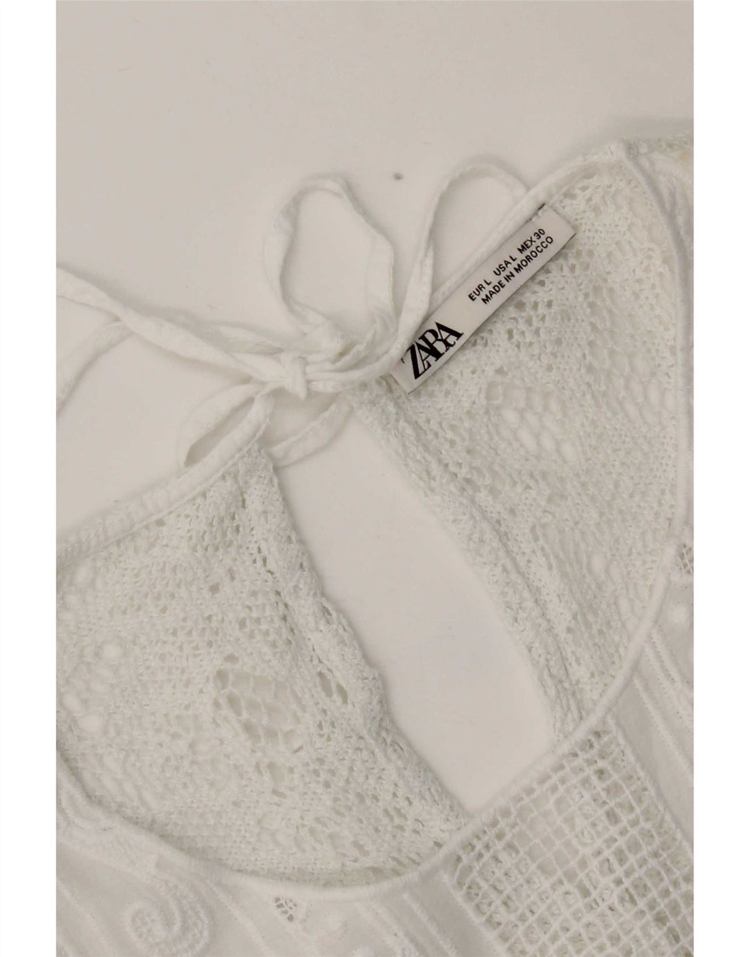 Zara Womens Crop Lace Blouse Top UK 16 Large White