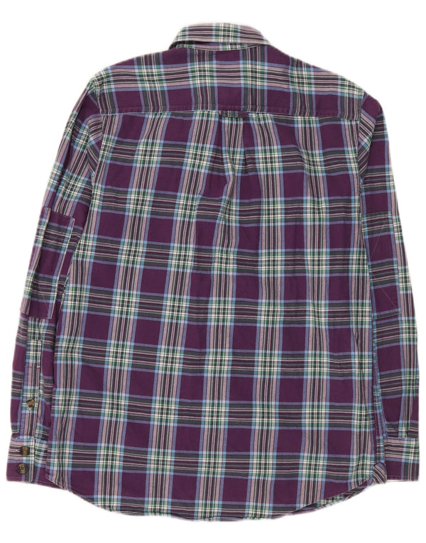 Crew Clothing Mens Classic Fit Flannel Shirt Small Purple Plaid Cotton