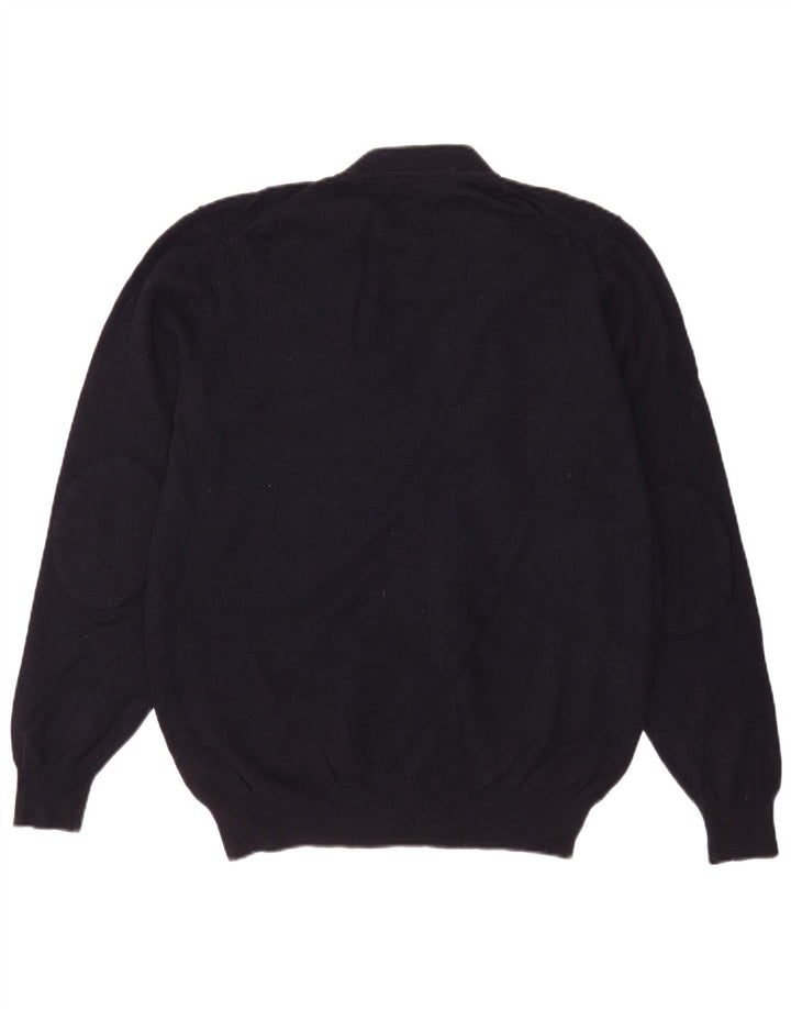 Massimo Dutti Mens Cardigan Sweater XL Navy Blue Wool