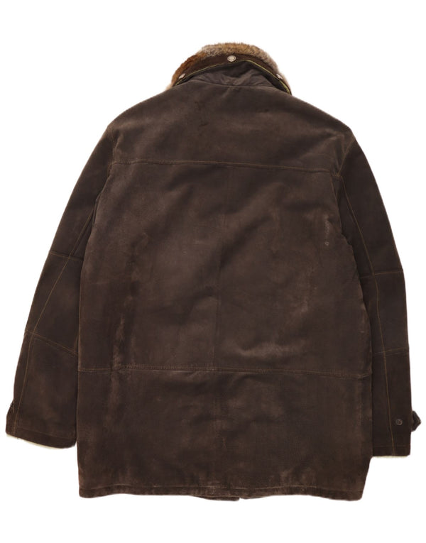 Cappotto vintage da uomo in pelle scamosciata scamosciata UK 42 XL in pelle marrone