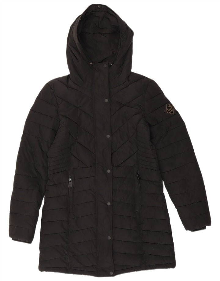 SUPERDRY Womens Hooded Padded Coat UK 10 Small Black Polyester