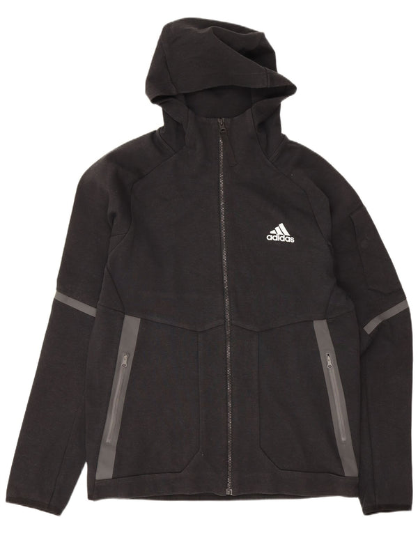 Adidas Mens Zip Hoodie Sweater Medium Black Colourblock Cotton