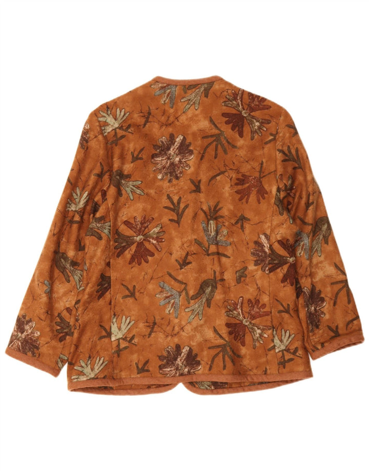 Giacca blazer vintage da donna a 5 bottoni UK 14 lana floreale marrone medio
