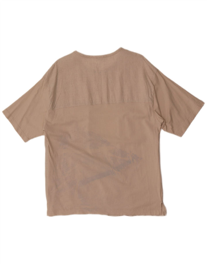 Zara Mens T-Shirt Top Large Beige Cotton