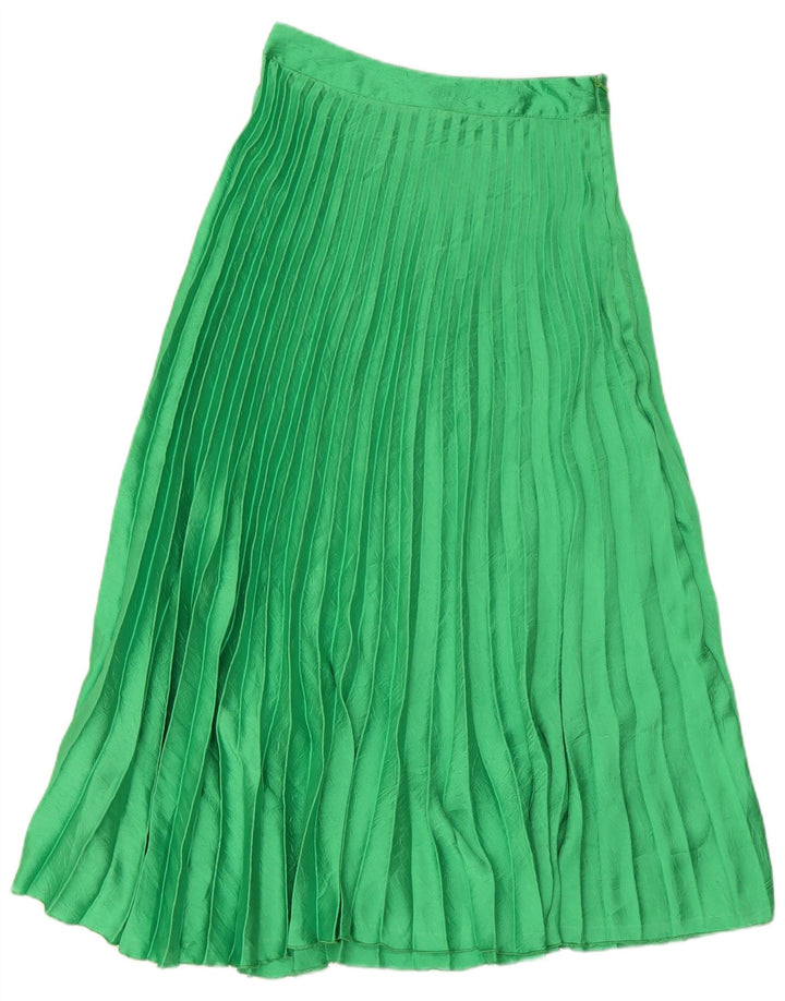 Zara Womens Pleated Maxi Skirt Small W26 Green