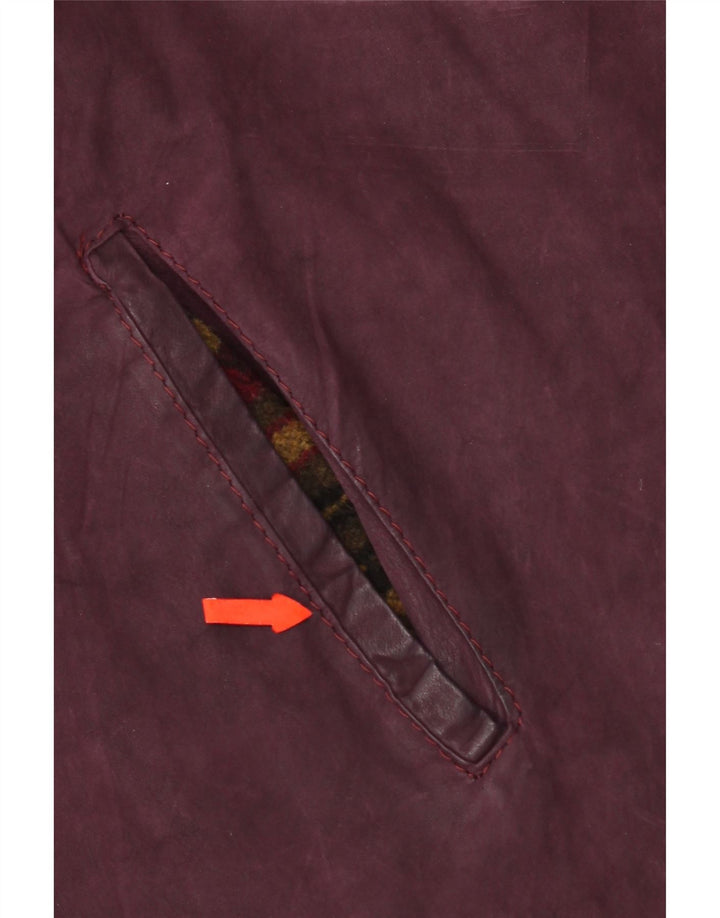 Vintage Womens Hooded Leather Poncho Coat One Size Maroon