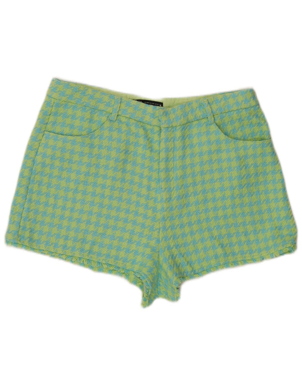 Zara Γυναικείο Ψηλόμεσο Σορτς 2XL W34 Μπλε βαμβακερό Houndstooth