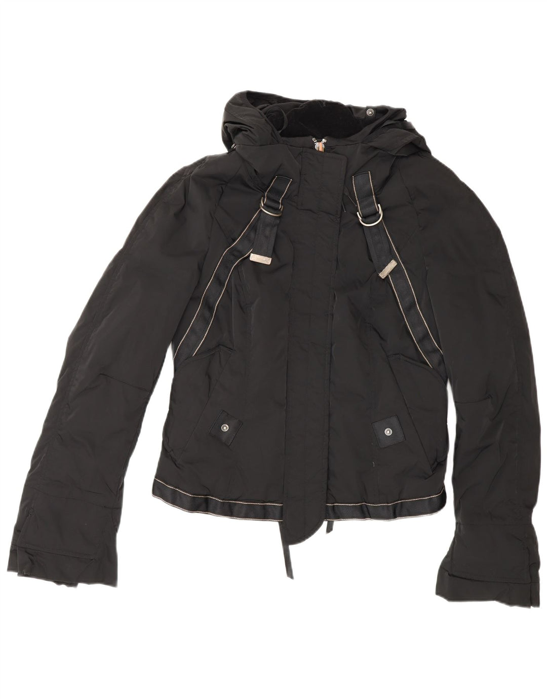 Marithe Francois Girbaud Womens Hooded Padded Jacket IT 42 Medium Black
