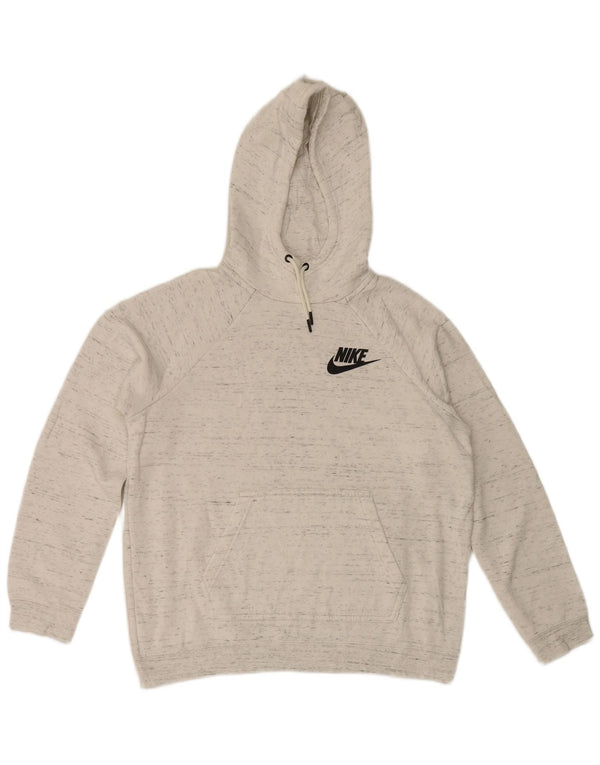 Nike Womens Hoodie Jumper UK 14 Medium Grey Flecked Cotton