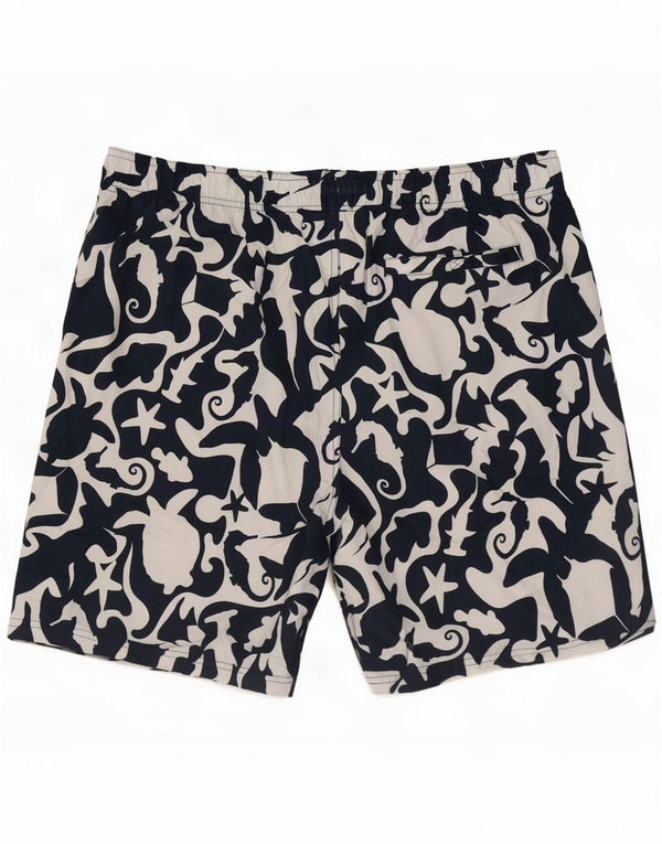 Marks & Spencer Mens Abstract Pattern Swimming Shorts Large Navy Blue