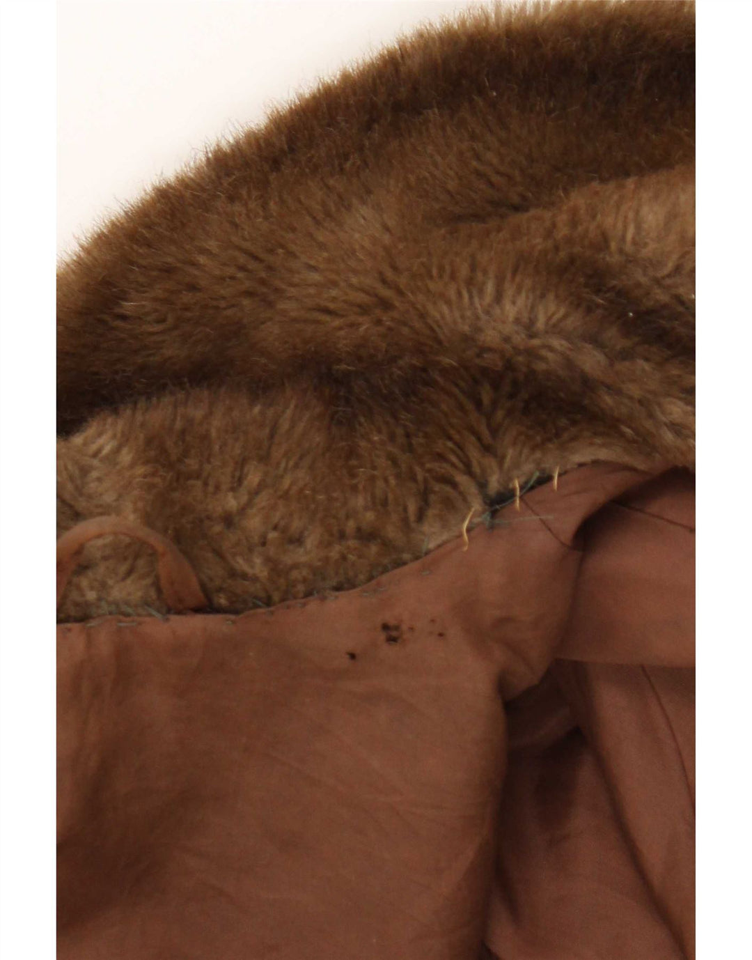 Vintage Womens Faux Fur Jacket UK 14 Medium Brown