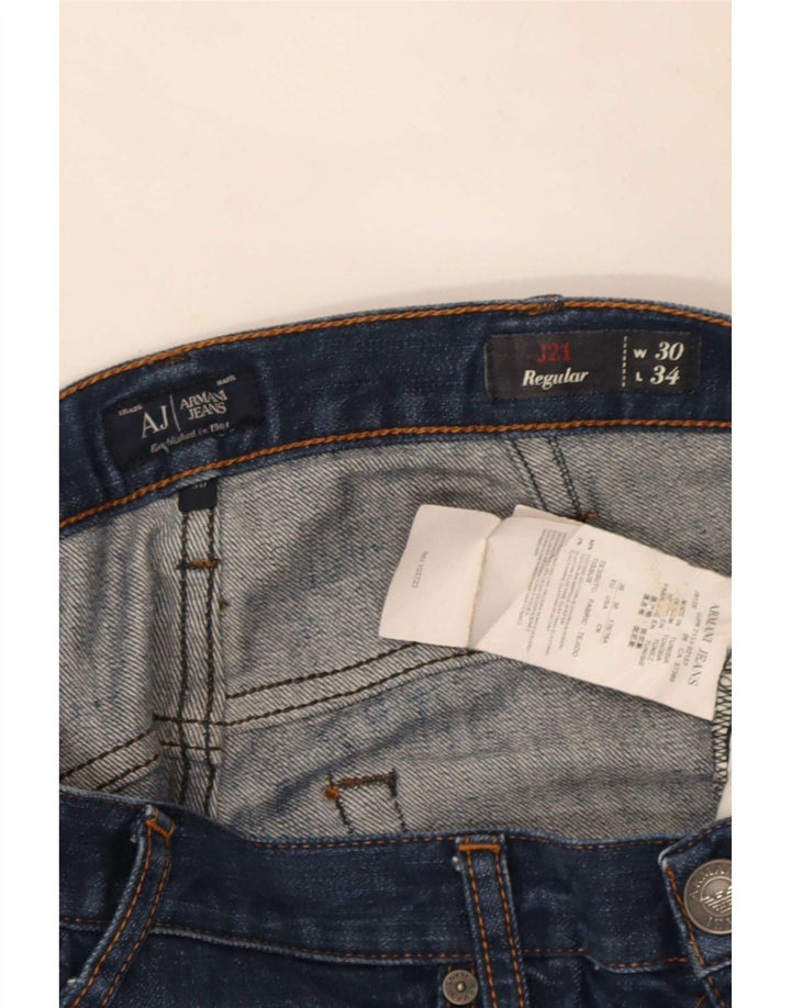 Armani Mens Regular Fit Straight Jeans W30 L32 Navy Blue Cotton
