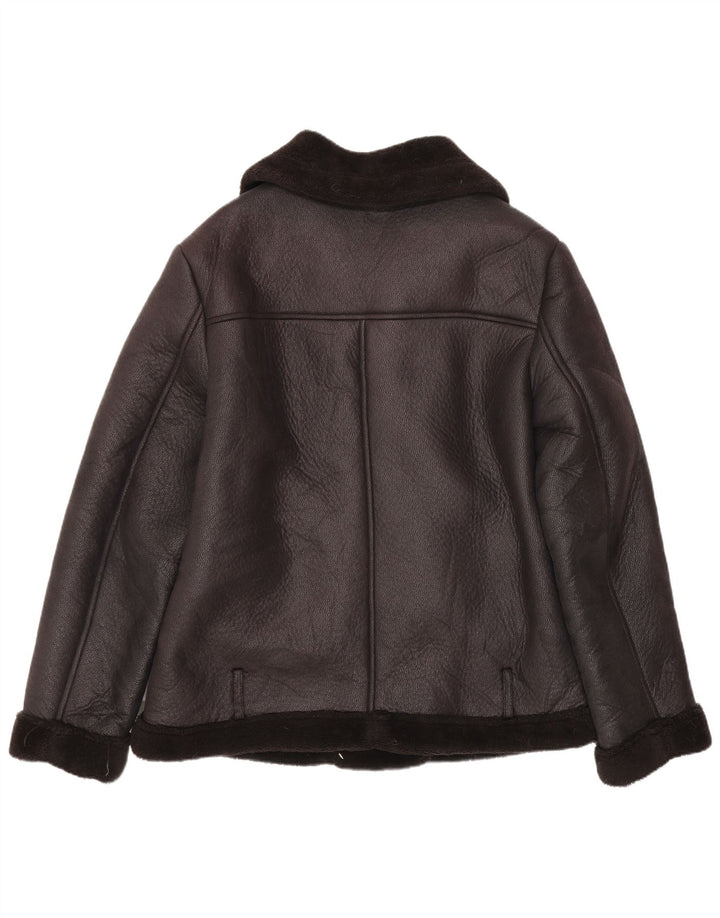 C&A Womens Sherpa Faux Leather Biker Jacket EU 44 XL Black Polyester