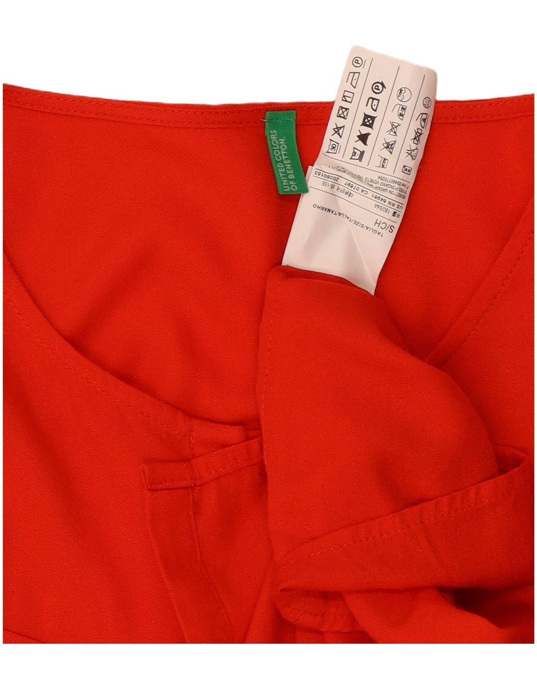 Benetton Womens Shirt Blouse UK 10 Small Red Viscose