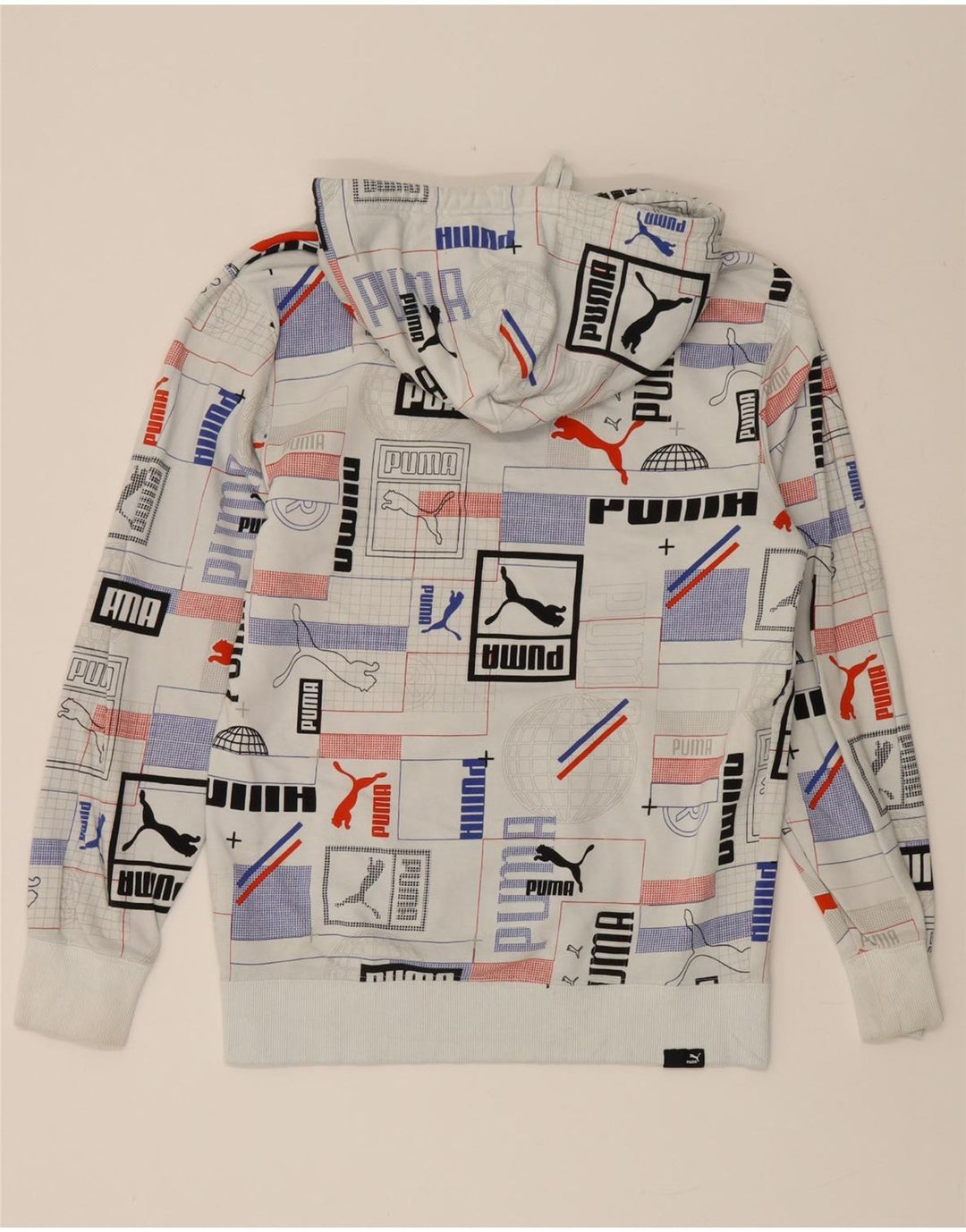 PUMA Mens Graphic Hoodie Jumper Small White Cotton Vintage Puma and Second-Hand Puma from Messina Hembry 