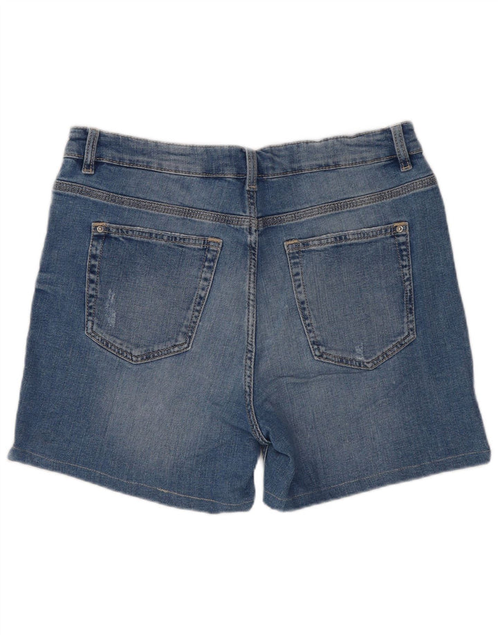 Marks & Spencer Short en jean vieilli pour femme UK 12 Medium W30 Bleu Coton