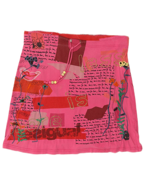 Desigual Dame Grafisk Mini Nederdel Medium W34 Pink